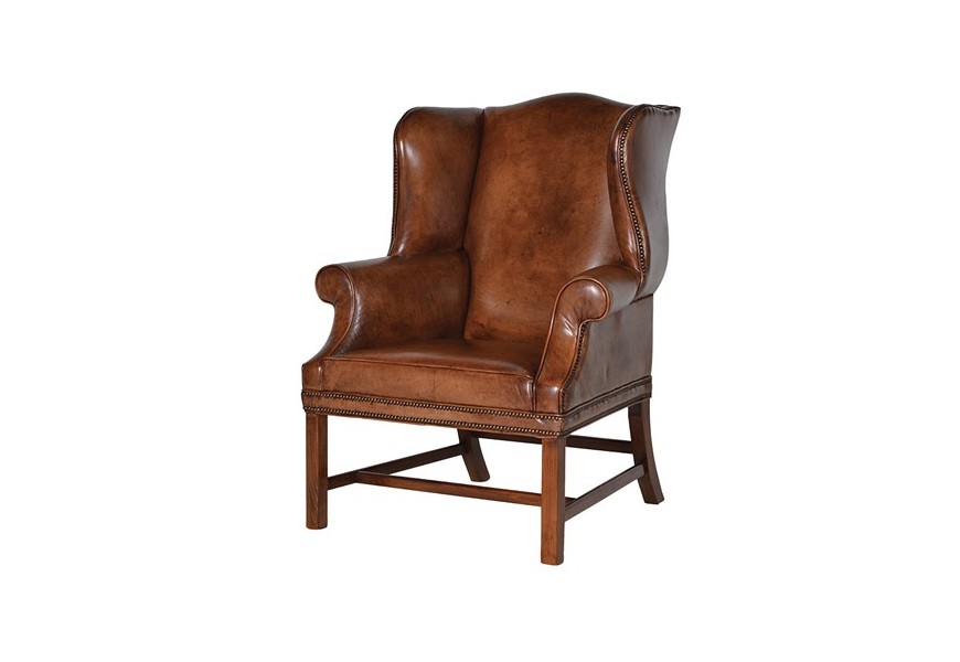 Luxusné kožené kreslo ušiak Verrall s opierkami na ruky