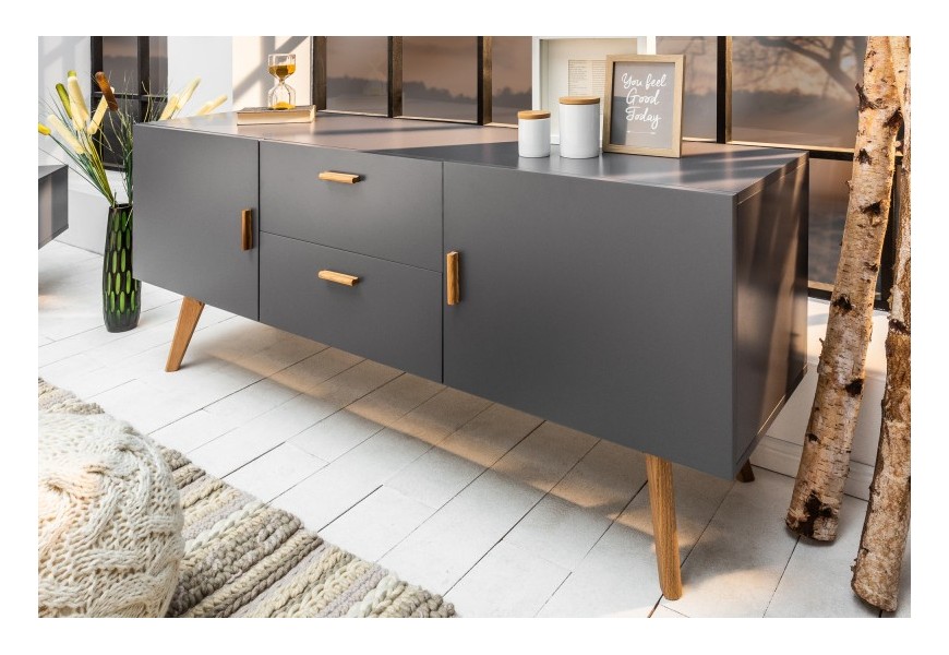 &Scaron;t&yacute;lov&aacute; n&iacute;zka komoda Swen 160cm siv&aacute;