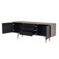 Moderný drevený TV stolík Leniar I na nožičkách čierno-hnedej farby 150 cm