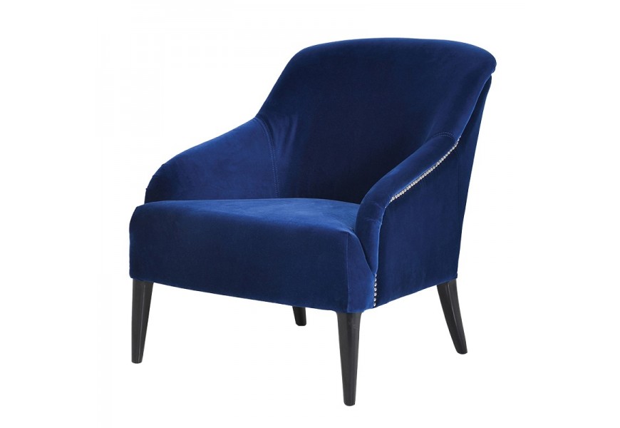 Exkluzívne kreslo s poťahom tmavomodrej farby