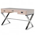 Art-deco pracovný stôl s drevenou doskou a chrómovými nohami
