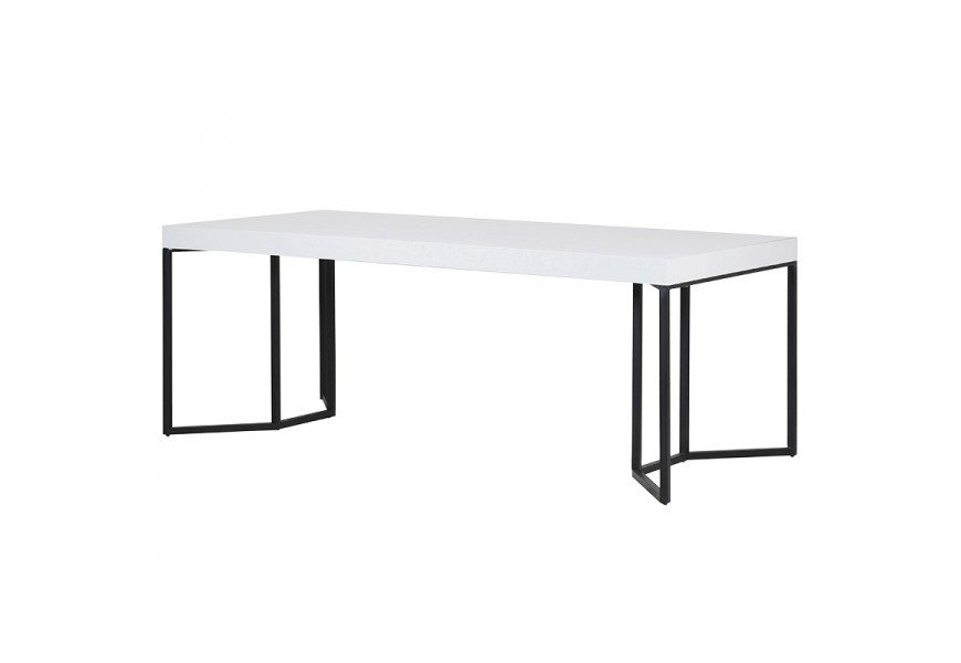 Moderný biely konferenčný stolík s dizajnovou nosnou časťou čiernej farby