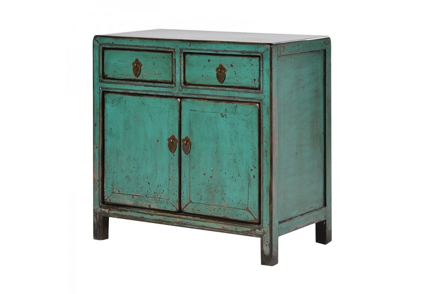 Vidiecka skrinka Verda modrozelená vintage