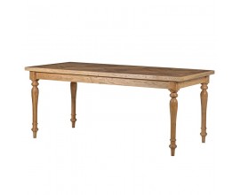 Dizajnový drevený jedálenský stôl v rustikálnom štýle v hnedej farbe