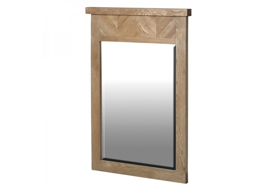 Dizajnové zrkadlo s dreveným rámom v rustikálnom štýle hnedej farby