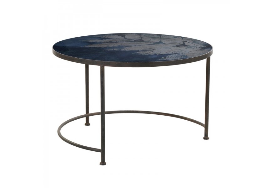 Dizajnový vintage konferenčný stolík Dawson modrý