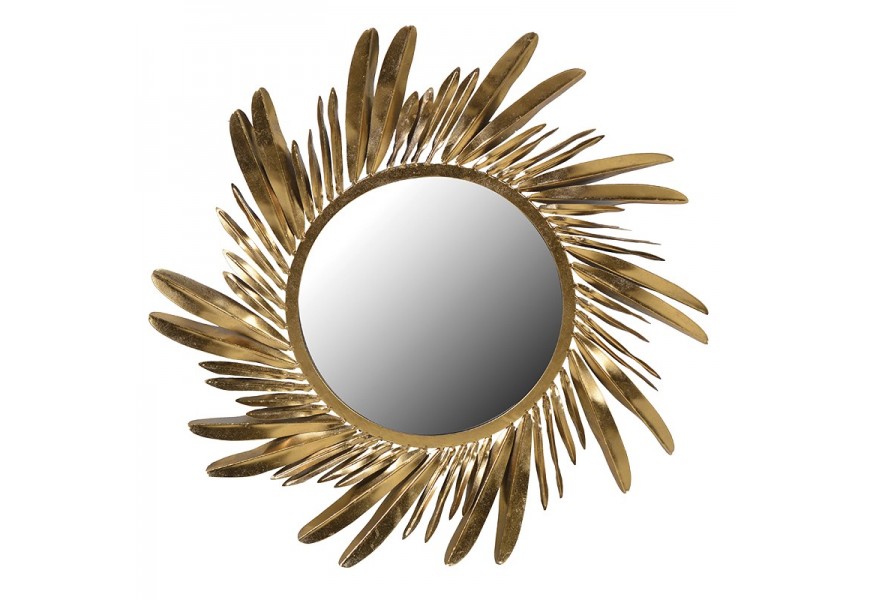 Dizajnové kruhové art-deco zrkadlo Orenette so zlatým rámom