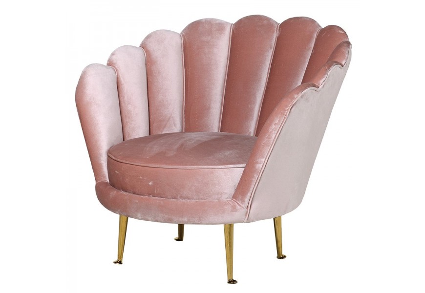 Luxusn&eacute; art-deco kreslo Orenette Ros&eacute; v staroružovej farbe 76cm