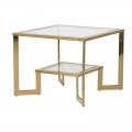 Dizajnový sklenený príručný stolík Orenette štvorcového tvaru