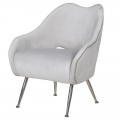 Moderné Art-Deco sivé kreslo s nerezovými nožičkami