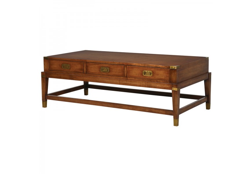 Čokoládovohnedý vidiecky luxusný konferenčný stolík Dark Rich