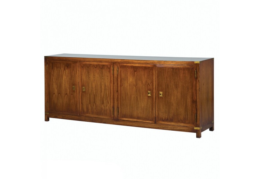 Luxusná komoda z dreveného masívu so štyrmi dverami Dark Rich čokoládovohnedá