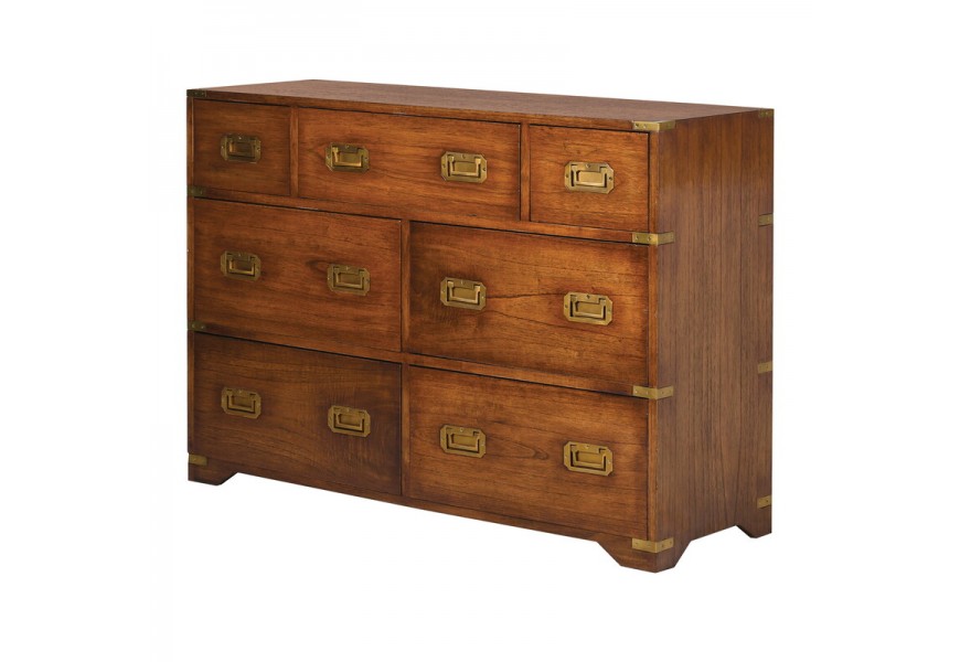 Luxusná čokoládovohnedá komoda z dreveného masívu so šiestimi zásuvkami Dark Rich