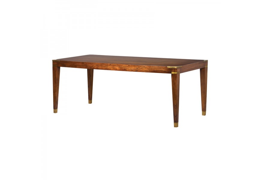 Luxusný vidiecky jedálenský stôl z masívneho prírodneho dreva Dark Rich hnedý