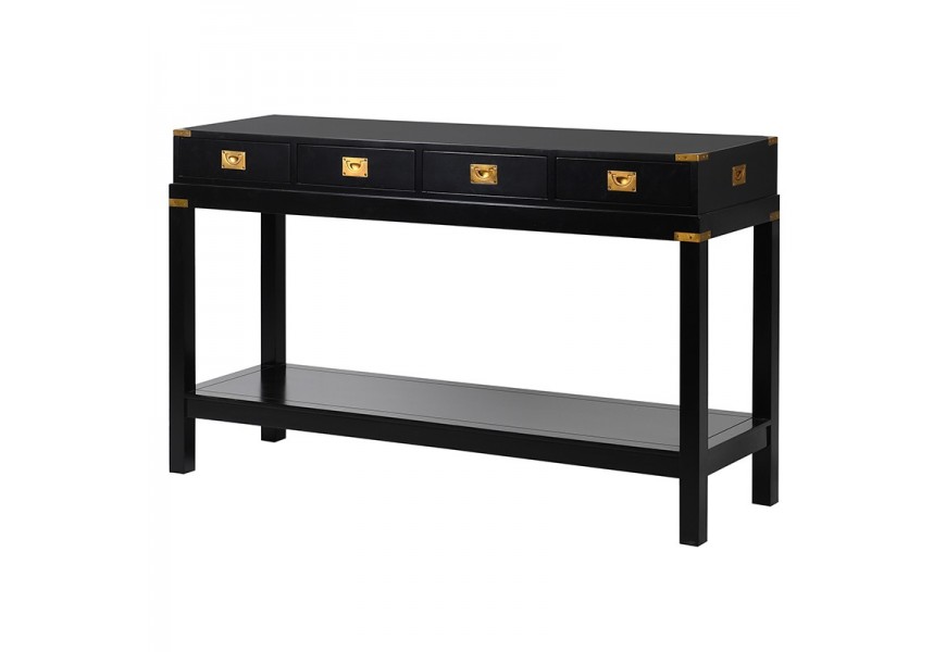 Dizajnová Art-Deco konzola Wielton Oro čierna so zlatými detailmi