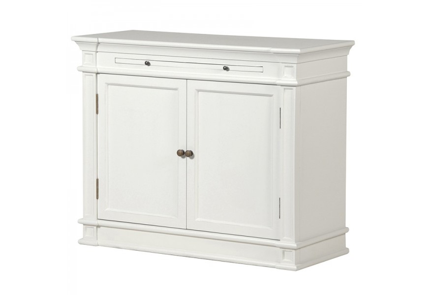 Biely luxusný provance príborník z masívu Amarante s dvomi dvierkami a vysúvacou doskou