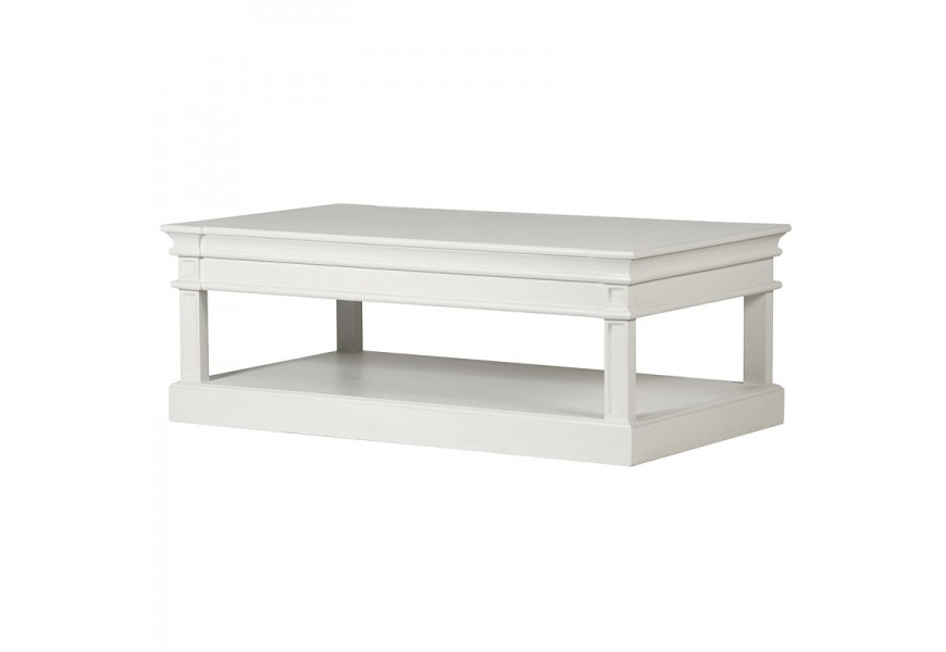 Luxusný biely konferenčný obdĺžnikový stolík Amarante v provensálskom štýle 130 cm