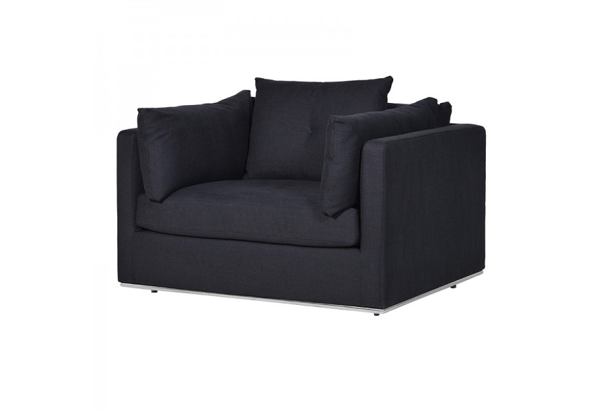 Luxusné elegantné čierne čalúnené štvorcové kreslo Bettine