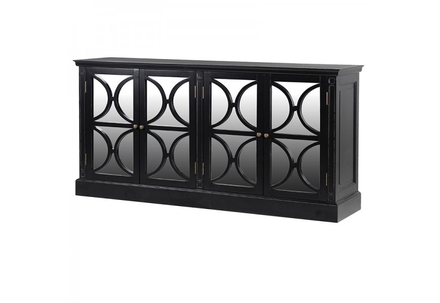 Art-deco luxusný príborník Delrico čierna so štyrmi dvierkami 189 cm