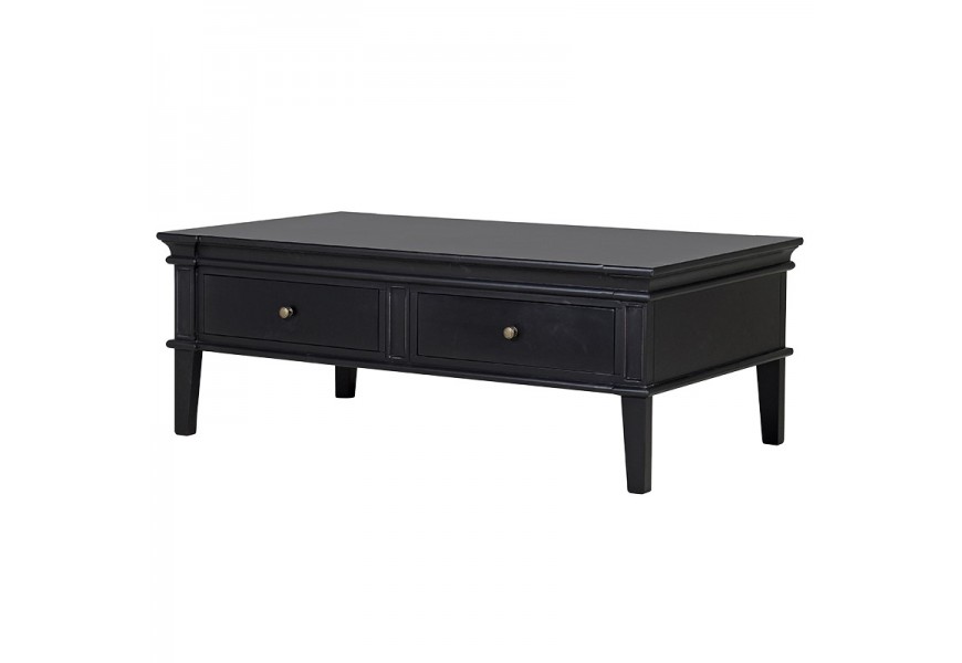 Luxusný čierny art-deco konferenčný stolík Delrico s dvomi zásuvkami 130 cm