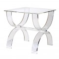Sklenený moderný nadčasový štvorcový konferenčný stolík Eglantine 55 cm