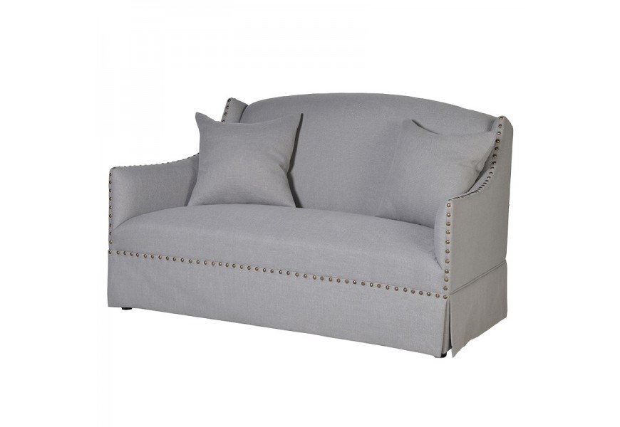 Moderná dvojsedačka so sivým poťahom a zlatými cvokmi 164cm