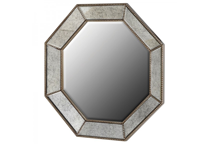 Vintage zrkadlo s maslovým lemovaním a kovovým zlatým zdobením