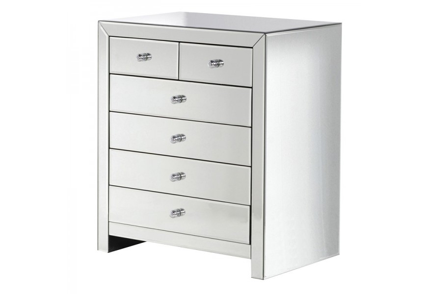 Luxusná zrkadlová komoda Ismay so šiestimi zásuvkami