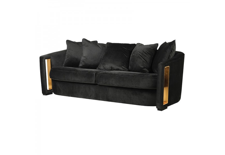 Čierna retro trojsedačka so zlatým zdobením 225cm