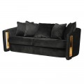 Čierna retro trojsedačka so zlatým zdobením 225cm