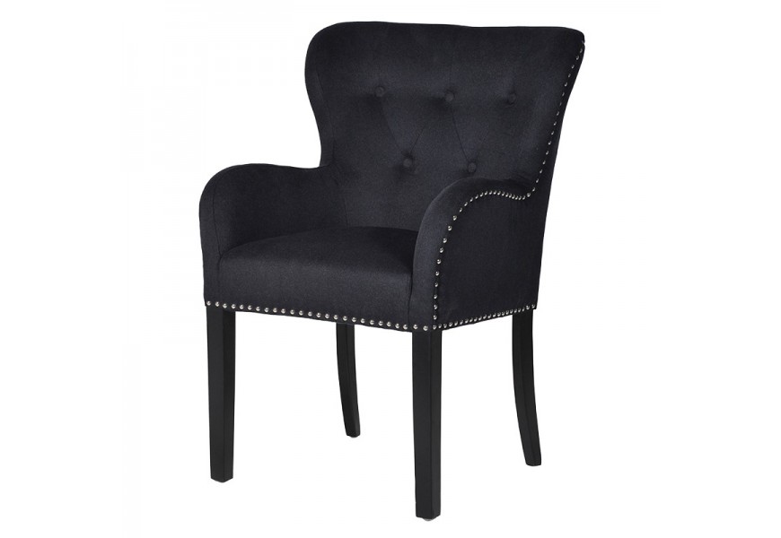 Luxusné čierne moderná stolička Karlotte s opierkami