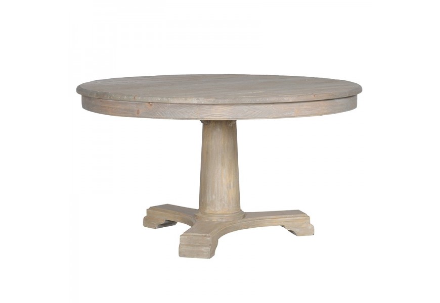 Luxusný vidiecky jedálenský okrúhly stôl Karlotta prírodný 140 cm svetlohnedý