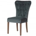 Moderná štýlová stolička Ondine v sivozelenej farbe s prešívanými gombíkmi v chesterfield štýle