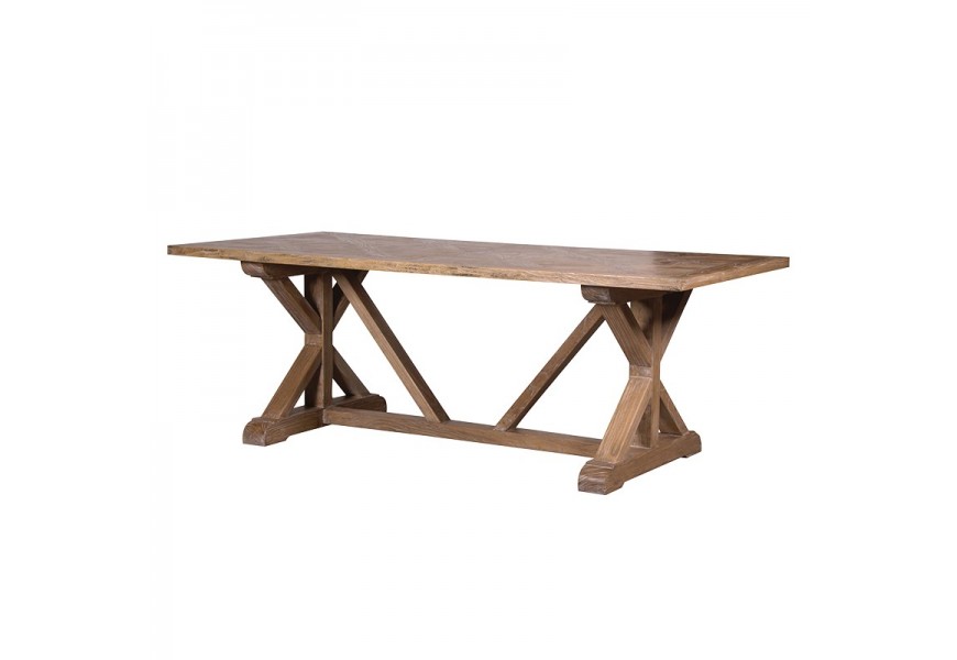 Luxusný elegantný svetlohnedý vidiecky jedálensky stôl Karlotta z masívneho dreva