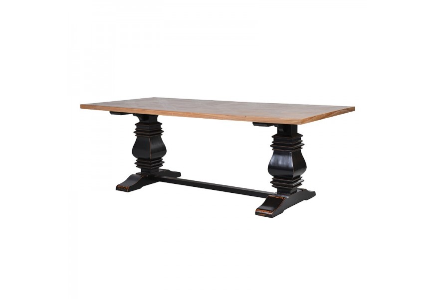 Luxusný elegantný zámocky jedálensky stôl Karlotta svetlohnedý, čierny 220 cm