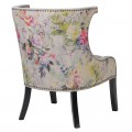Dizajnov&eacute; vintage kreslo Pruitt s kvetov&yacute;m dizajnom a kovov&yacute;mi cvokmi 91cm