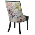 Štýlová vintage jedálenská stolička Pruitt so zeleným čalúnením a kvetovým dizajnom