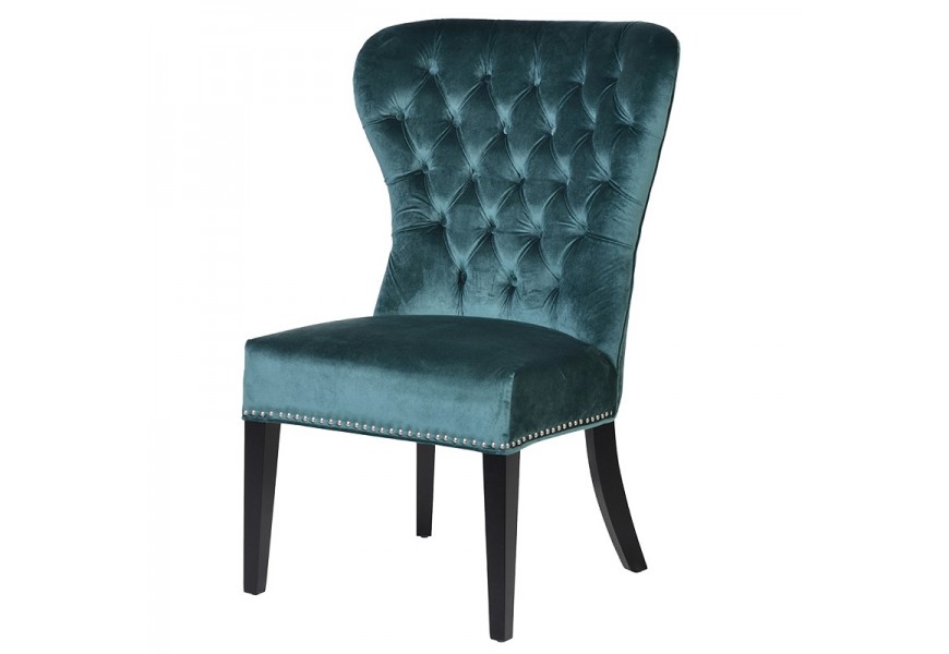 Luxusná jedálenská stolička Lucienne v zámockom štýle a s chesterfield prešívaním zelenej farby