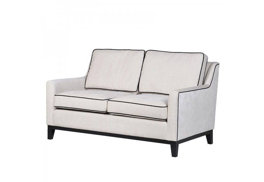 Biela luxusná moderná sedačka Tallys biela s čiernym lemovaním a dvomi sedacími plochami 157 cm