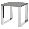 Šedý luxusný moderný štvorcový príručný stolík Tallys chrómový