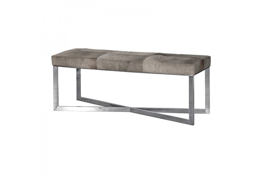 Art-deco luxusná obdĺžniková lavica Tallys šedá