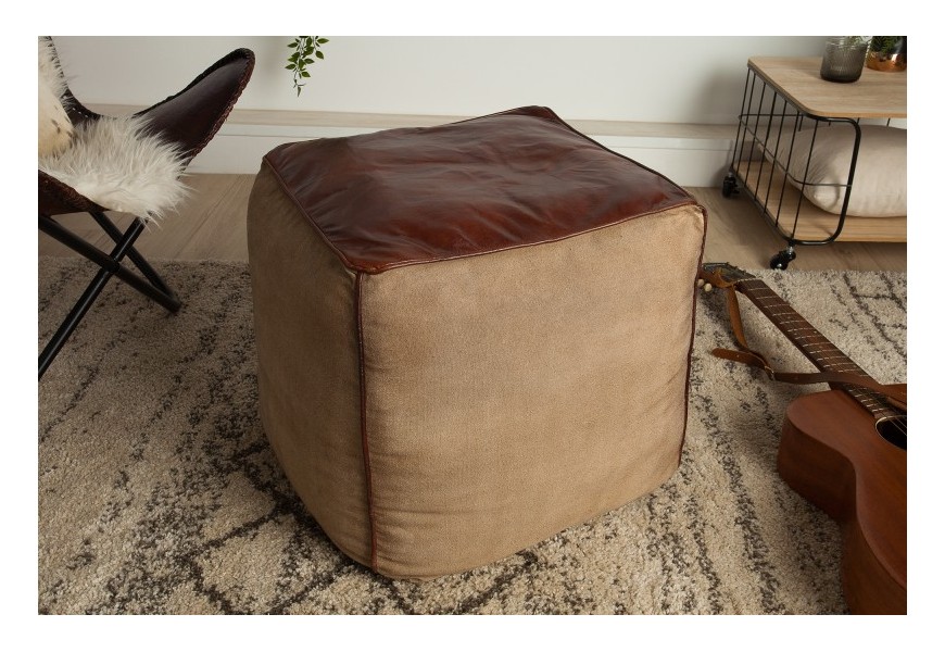 Luxusný vintage taburet Marlon hnedý 45 cm