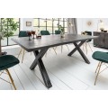 Luxusný moderný jedálensky stôl Frida šedý 160 cm s nohami z pevného kovu z masívneho dreva mango tmavošedá