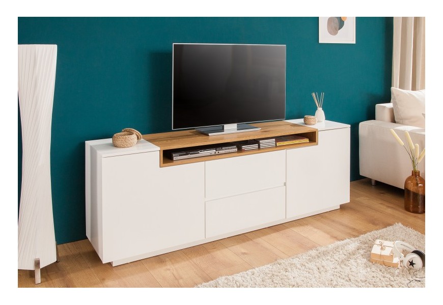 Modern&yacute; TV stol&iacute;k Dalia dub v bielej farbe 180cm