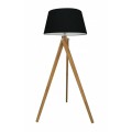 Štýlová stojaca lampa Linus v retro štýle v čiernom prevedení s drevenými masívnymi nohami