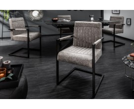 Retro štýlová stolička Inspirativo v sivej farbe s kovovou konštrukciou 55cm