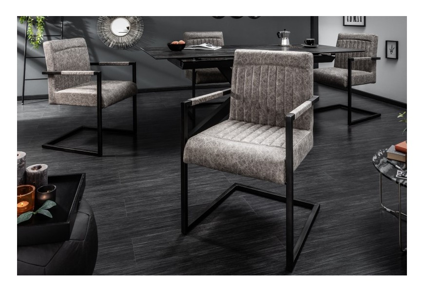 Retro &scaron;t&yacute;lov&aacute; stolička Inspirativo v sivej farbe s kovovou kon&scaron;trukciou 55cm