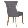 Dizajnová jedálenská stolička Ondine so sivým poťahom s klopadlom a drevenými nohami 96cm