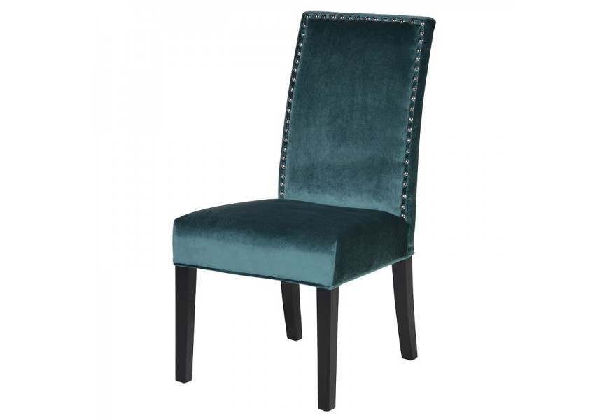 Luxusná jedálenská stolička Lucienne s vysokým operadlom a tyrkysovým poťahom101cm