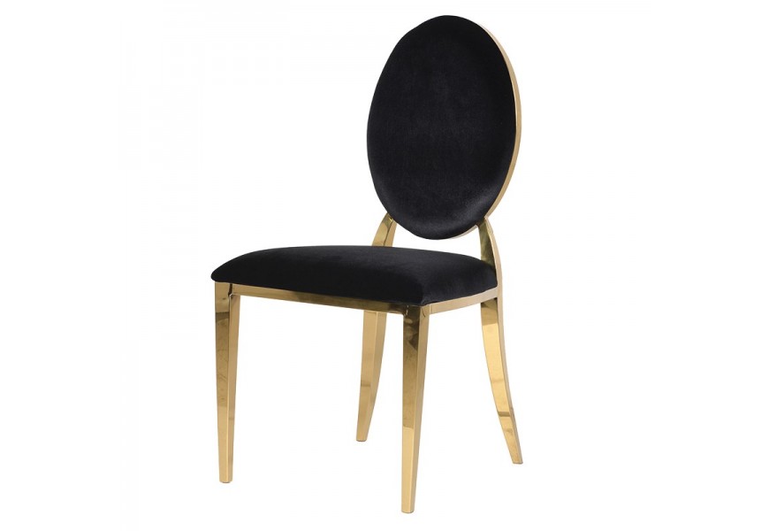 Art-deco dizajnová jedálenská stolička Shantay s poťahom čiernej farby 94cm 